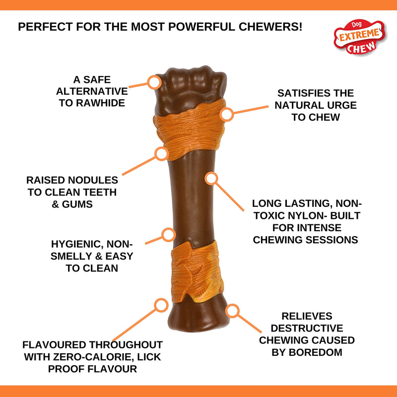 Nylabone Extreme Tough Dog Chew Toy, Souper Bone, Duck Jerky Flavour, Mess-Free, X-Large, For Dogs Over 23Kg - XL - PawsPlanet Australia