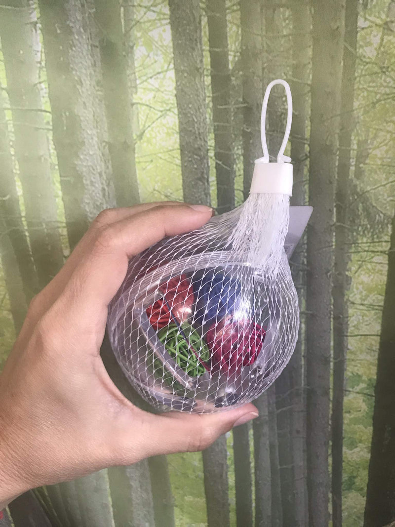 [Australia] - Birds LOVE 3" Hanging Clear Foraging Wiffle Ball to Unscrew with Vine Balls Inside for Bird Cage Medium and Large Bird Toy 