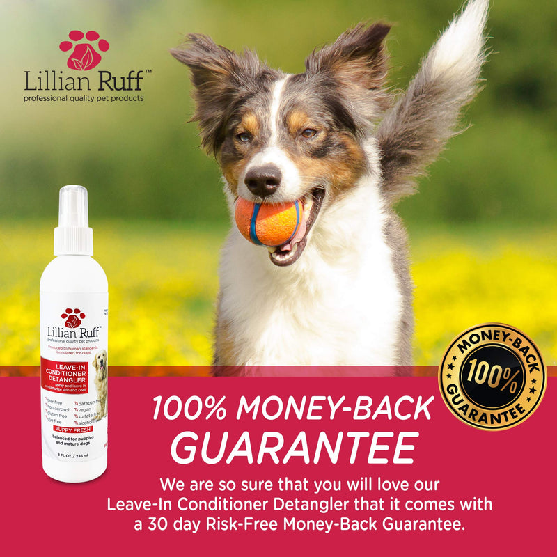 [Australia] - Lillian Ruff - Pet Dog Leave in Conditioner & Detangler Treatment Spray - Safe for Cats - Moisturizer for Normal, Dry & Sensitive Skin - Made in The USA 8 Ounce 