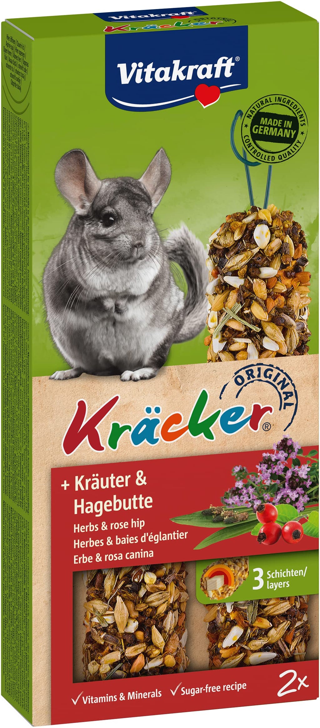 Vitakraft crackers, rodent snack for chinchillas, with herbs, with rose hip (1 x 2 pieces) - PawsPlanet Australia