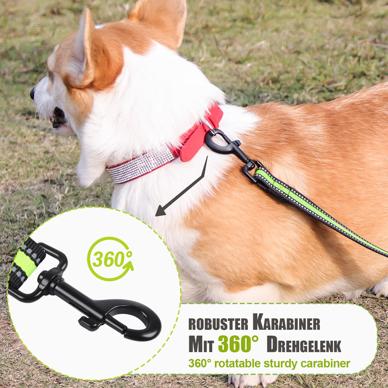 Snocyo towing leash for dogs 10m, robust dog leash for small, medium and large dogs, training leash with padded handle, reinforced carabiner and storage bag, green & black - PawsPlanet Australia