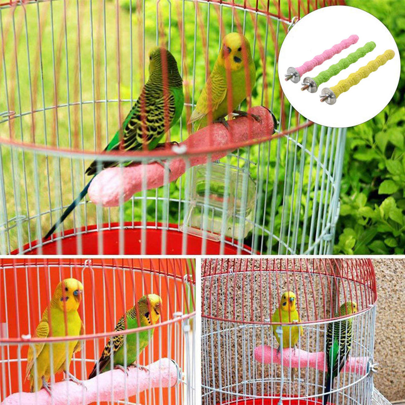 kathson Bird Perch Parrot Stand Cage Accessories Natural Wooden Stick Paw Grinding Rough-surfaced Chew Toy for Cockatiels,Cockatoo,Lorikeet,Conure,Parakeet 3 Pack (Random Color) - PawsPlanet Australia