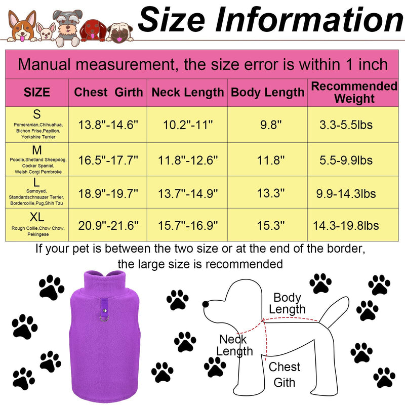 6 Pieces Dog Fleece Vest Dog Pullover Warm Dog Jacket Cold Weather Pet Sweater with Leash Ring Cozy Dog Clothes for Small Cats Dogs Bright Colors S - PawsPlanet Australia