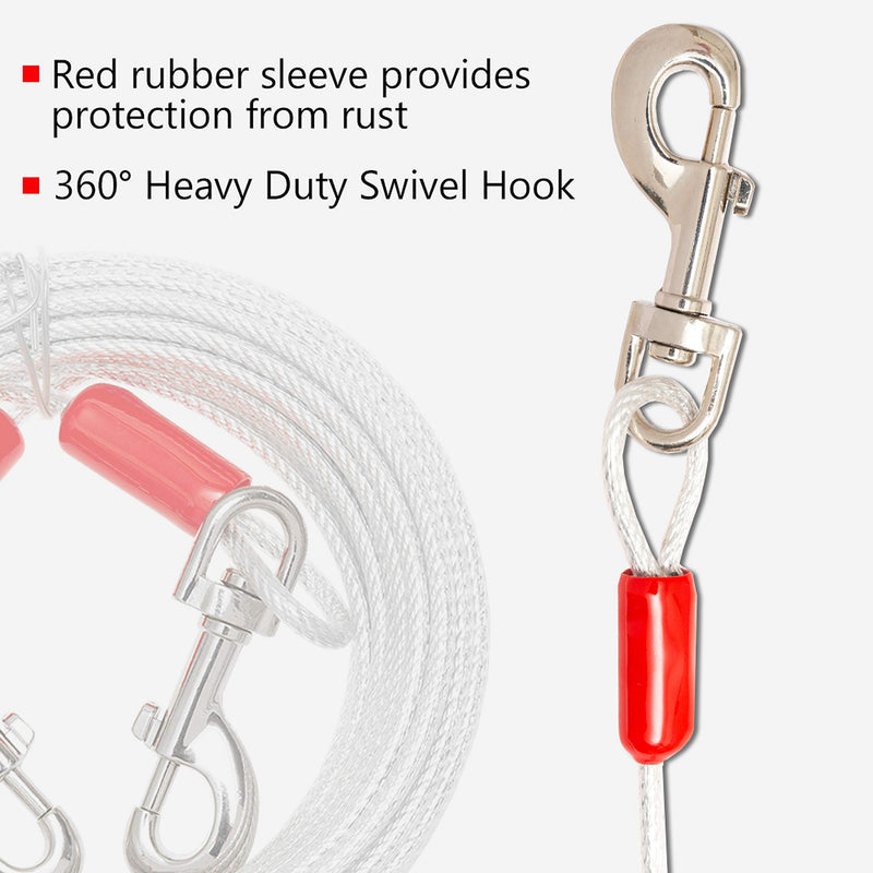 [Australia] - DCSUIT Dog Tie Out Cable and Stake - 20 FT Long Rope Leash Heavy Duty Easy Control for Playing/Training in The Yard/Camping/Garden/Traveling Outdoor - Suit for Small,Medium,Large Dogs 