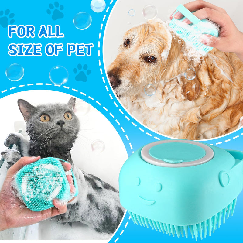 VIWIK 3PCS Dog Bath Brush, Dog Scrubber for Bath, Dog Bath Supplies, Dog Shampoo Brush with Adjustable Ring Handle, Bathing and Massaging Brush Christmas Gifts for Long Short Haired Dogs and Cats Blue Brush-3PCS - PawsPlanet Australia