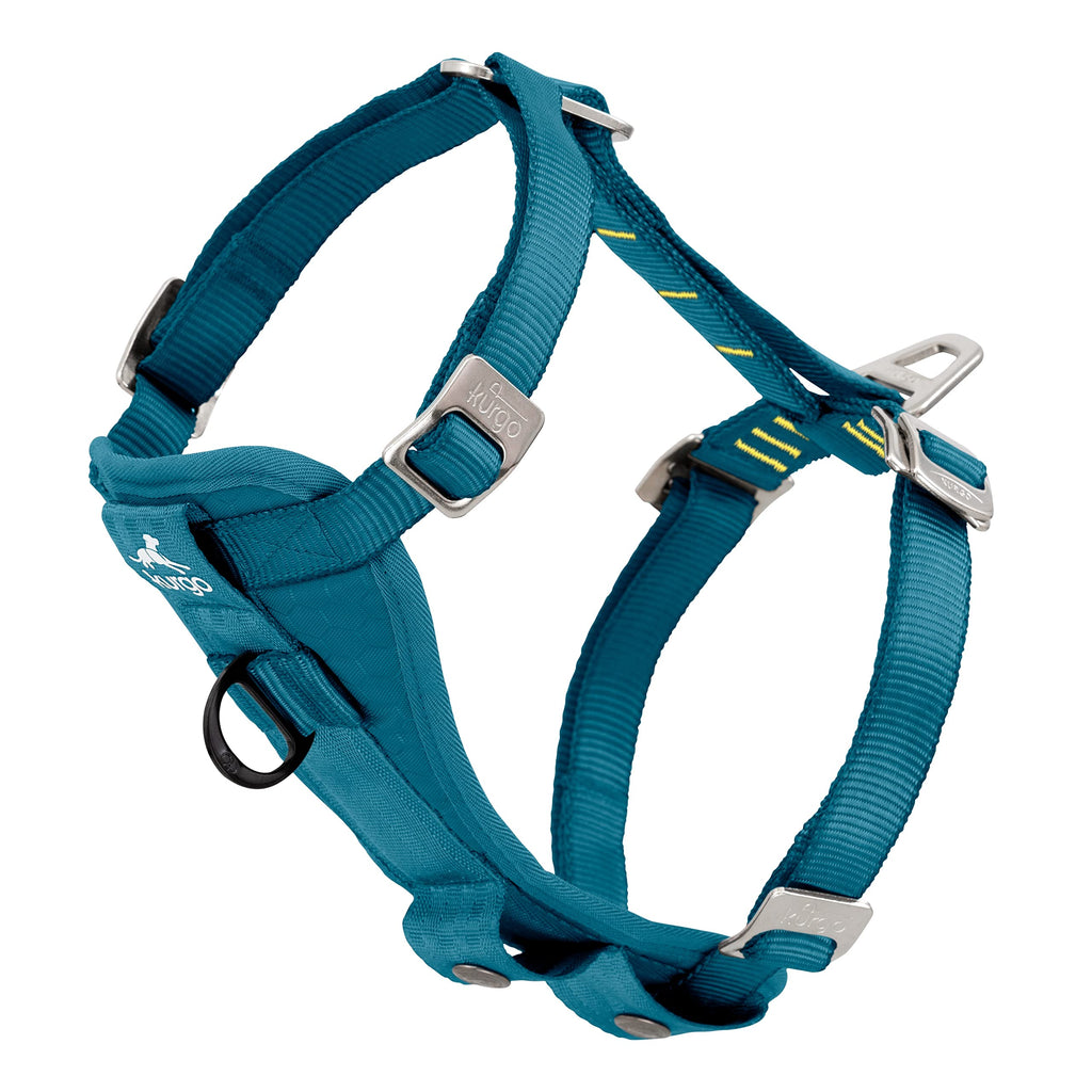 Kurgo Tru-Fit Car Safety Harness for Dogs, With Padded Chest Panel and D-Ring, With Car Belt, Size M, Ink Blue - PawsPlanet Australia