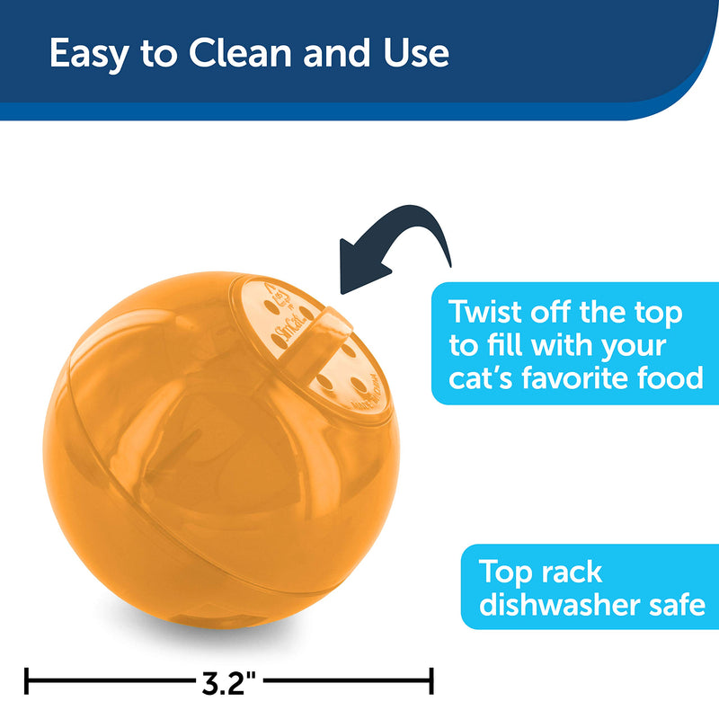 PetSafe SlimCat Food-Dispensing Cat Toy Orange, Treat Toy, Interactive Food Dispenser, Activity Snack Ball for Cats of All Ages - PawsPlanet Australia