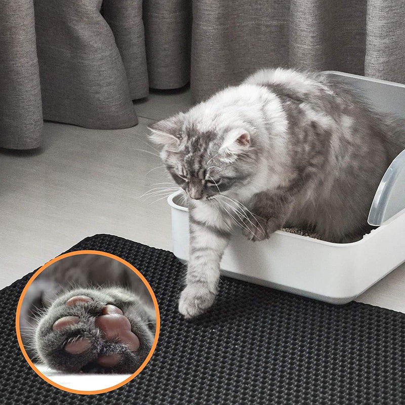 Cat Litter Mat Litter Trapping Mat Scratching Pads for Cat with Honeycomb Foldable Double Layer Design Water & Urine Proof Easy Clean Waterproof EVA Material BPA Fits Under Litter Box Floor-40x50cm - PawsPlanet Australia