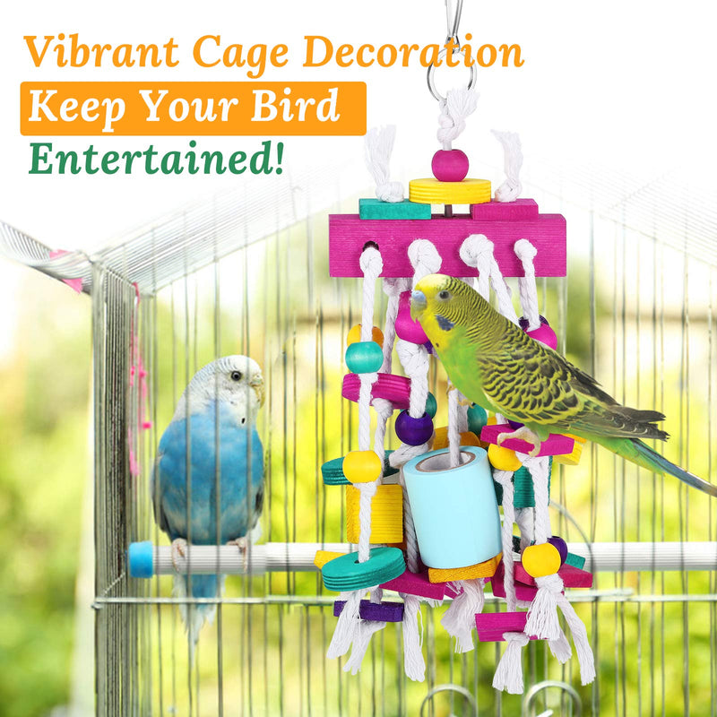 Pawaboo Pet Bird Chewing Toys, Parrot Cage Bite Toys, Bird Tearing Entertaining Toys, Multicolored Wooden Block Tearing Toys for Small and Medium Parrots and Pet Birds, Colorful - PawsPlanet Australia
