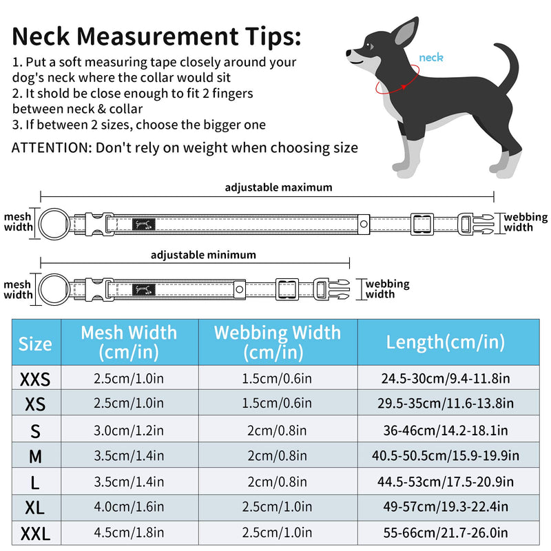 HAPPY HACHI Adjustable Soft Comfy Dog Collar, 3M Reflective Breathable Mesh Pet Collar, Training Walking Outside for Small/Medium/Large Dogs Collars (S,Black) S(36-46cm) Black - PawsPlanet Australia