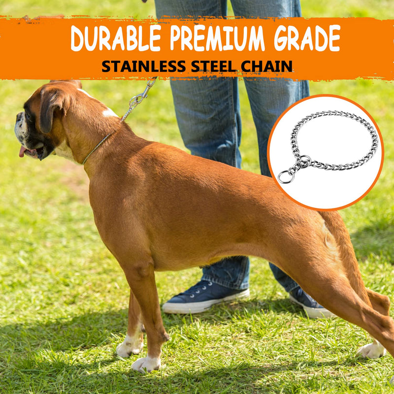 JuWow Chain Dog Training Choke Collar, Adjustable Stainless Steel Chain Slip Collar, Strong, Durable, Weather Proof, Tarnish Resistant Metal Chain, Best for Small Medium Large Dogs 16 x 0.79 Inch(Pack of 1) - PawsPlanet Australia