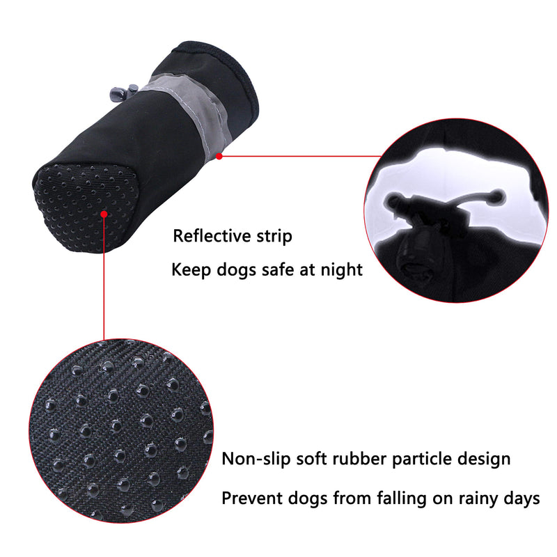 [Australia] - YAODHAOD Dog Boots Paw Protector, Anti-Slip Dog Shoes，These Comfortable Soft-Soled Dog Shoes are with Reflective Straps, for Small Dog … 6 black 