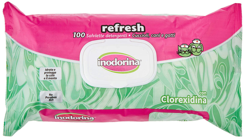 Inodorina cleaning wipes for dogs and cats Refresh ChlorHexidina - 100 pieces - PawsPlanet Australia