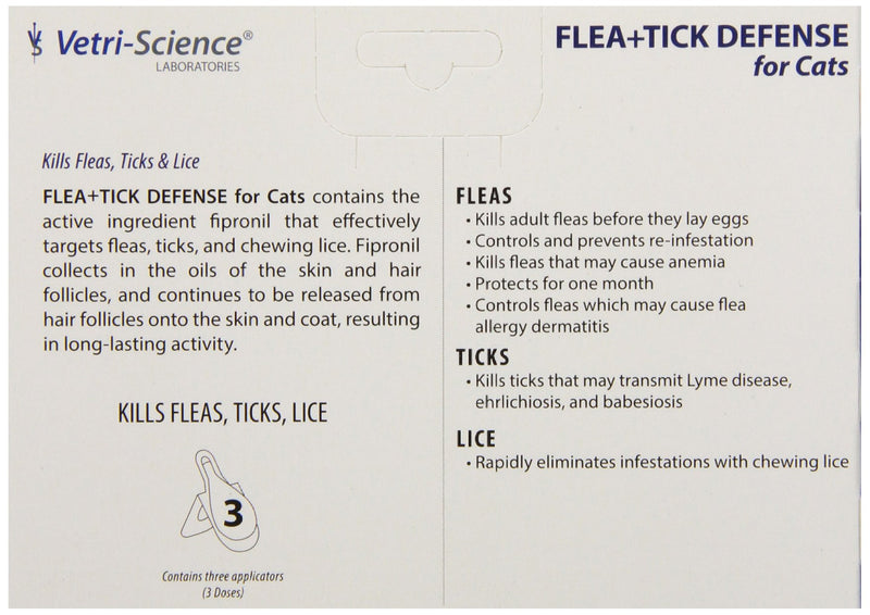 Vetri-Science 3-Dose Flea and Tick Defense for Cats - PawsPlanet Australia
