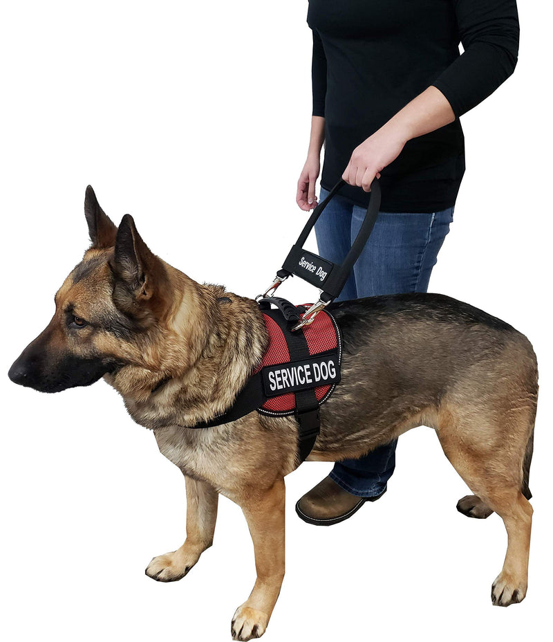 [Australia] - ActiveDogs Nylon Clip-on Bridge Handle 12" Black for Service Dog Vest & Harnesses, Heavy Duty Metal Clips w/removable Service Dog ID Band 