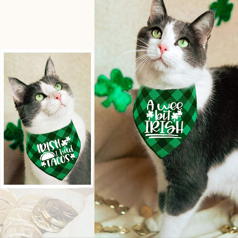 St. Patrick's Day Dog Bandana, Holiday Buffalo Plaid Bandana Scarfs for Small Medium Large Dogs Cats Pet Puppies (Wee bit Irish) Wee bit Irish - PawsPlanet Australia