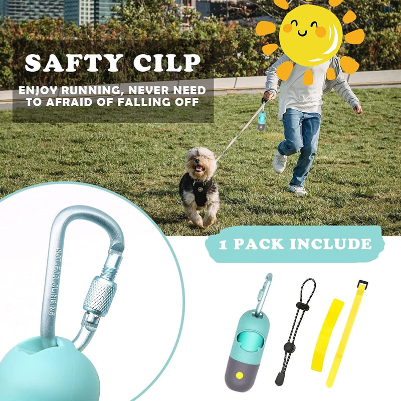 YUCHIYA Dog Poop Bag Dispenser with Flashlight|Dog Poop Bag Holder with Leash Clip|Hands-Free Leash Poop Bag Holder with Straps and 1 Roll Dog Waste Bags (Crystal Blue) Crystal Blue - PawsPlanet Australia