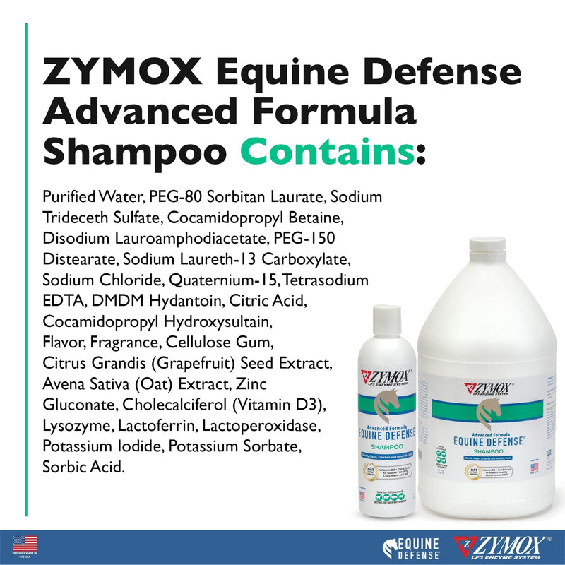 Zymox Equine Defense Advanced Formula Shampoo, 12oz. – Horse Coat Care: Cleans, Refreshes, Hydrates & Nourishes Skin, Mane & Tail 12 oz (Pack of 1) - PawsPlanet Australia