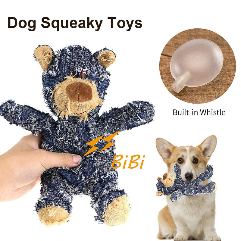 Newthinking Soft Dog Toys Bear, Plush Dog Squeaky Toys, Stuffing Dog Toys for Puppy and Small Dogs (Blue) Blue - PawsPlanet Australia