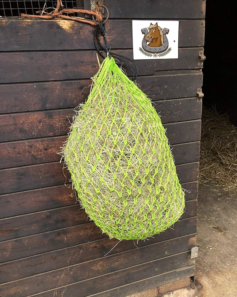 2 X Hay Net For Horses - Net Bag With Extra Strong Mesh Holes For Greedy Horses.Horse Accessories Haynet For Haylage, Horse Treats & Soak Hay Bale Lime Green 30.0 Inches - PawsPlanet Australia