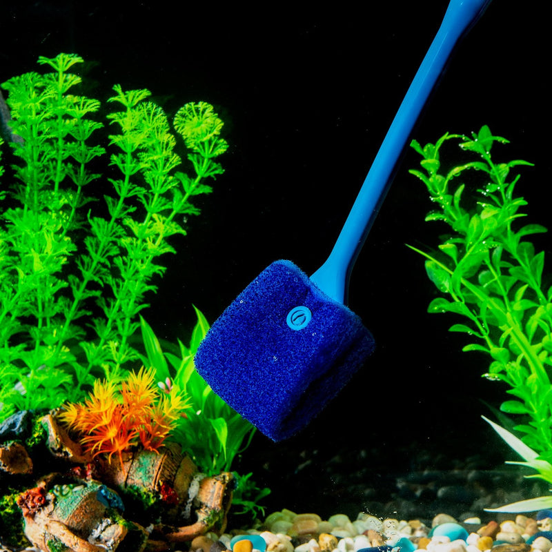 SLSON Aquarium Algae Scraper Double Sided Sponge Brush Cleaner Long Handle Fish Tank Scrubber for Glass Aquariums and Home Kitchen,15.4 inches - PawsPlanet Australia