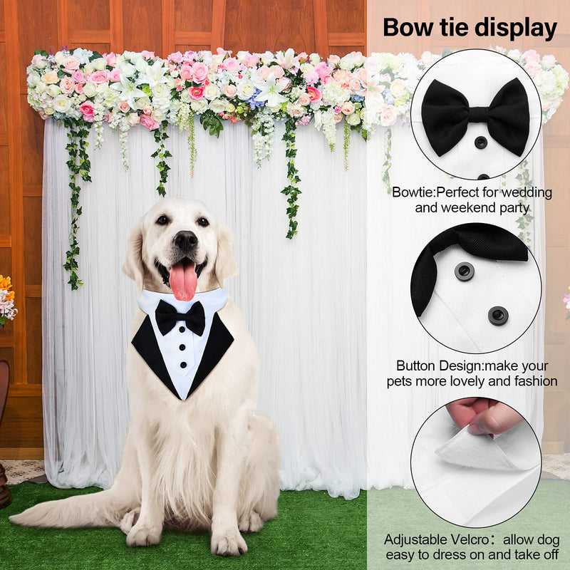 Weewooday XXL Dog Tuxedo Suit Bandana Set and Wedding Bow Tie Shirt with Adjustable Hook and Loop Fastener for Medium Large Dogs - PawsPlanet Australia