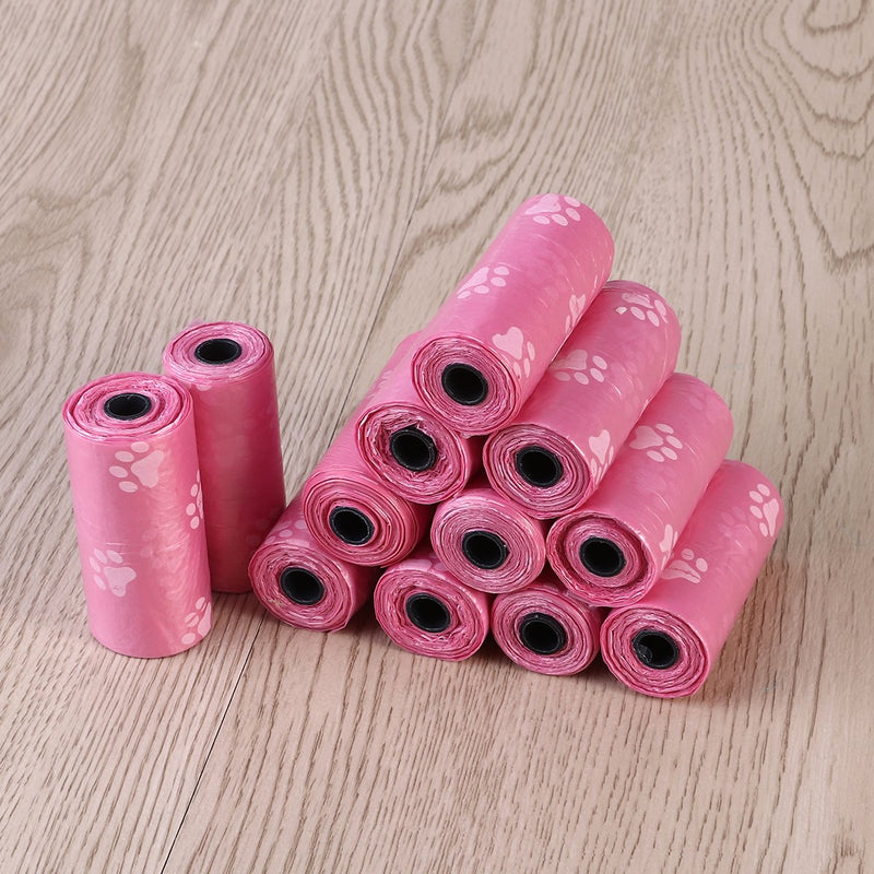 UEETEK 180-Count Pet Waste Bags Dog Poop Bags Unscented Biodegradable Dog Paw Prints Pink 12 Rolls - PawsPlanet Australia