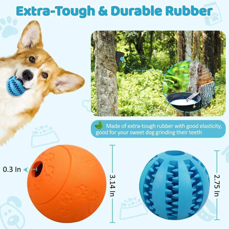 Interactive Dog Toys for Puppies 2 Pack, HIPPIH Dog Puzzle Toys for Small Dogs, Dog Balls for Medium Dogs, Treat Dispensing Dog Toys Blue+Orange - PawsPlanet Australia