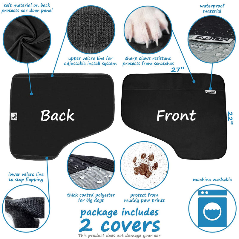 Car Door Protector | Set of 2 Fits Any Vehicle Pet Dog Car Door Cover Guard Doors Anti Scratch Waterproof Safe Large Dogs Claws Travel Back Window Nails Scratching Covers Hammock Seat Shield Paws Protection Cloth Auto Protectoe Rear Non-Slip Proof PetEvo - PawsPlanet Australia