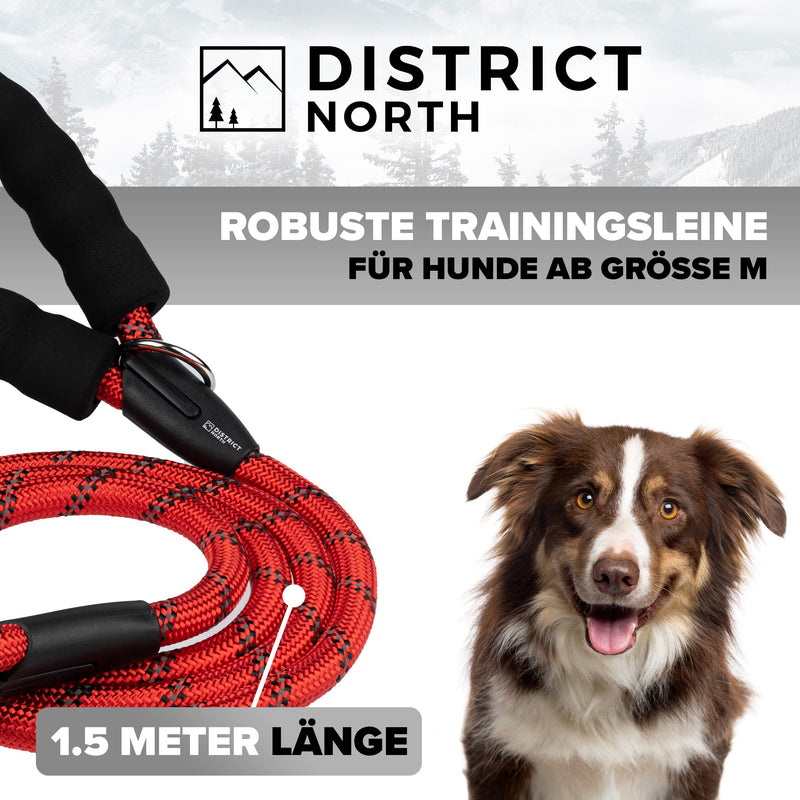 District North Reflective Dog Lead - 150cm Long Training Lead for Dogs - Comfortable Padded Lead Dog Leash - Class Dog Leads for Large Dogs (150cm, Red) 150cm - PawsPlanet Australia