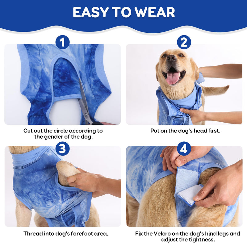 RongYiCare Dog bodysuit after surgery, dog bodysuit after castration male and female dog, castration suit for dog replacement E-collar & cone, anti-licking recovery suit for dogs after surgery (S (pack of 1), blue) S (back: 36-43 cm, weight: 9 -14KG ) - PawsPlanet Australia