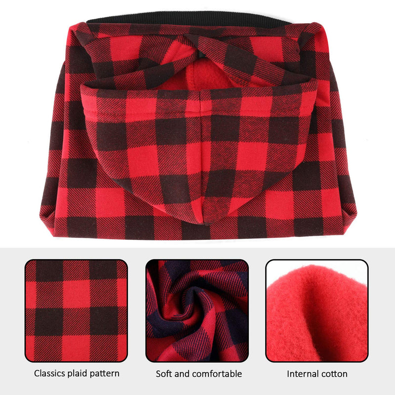 Blaoicni Plaid Dog Hoodie Sweatshirt Sweater for Medium Dogs Cat Puppy Clothes Coat Warm and Soft XS - PawsPlanet Australia