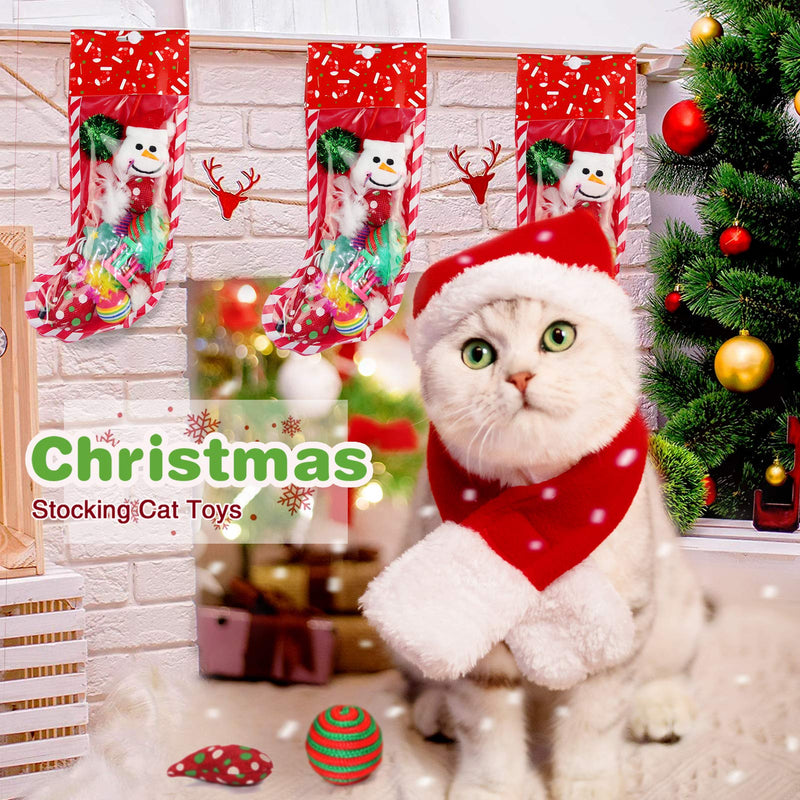 [Australia] - Christmas Cat Toys Stocking, 11PCS Interactive Christmas Cat Toys for Indoor Cats, Assorted Christmas Stocking Kitten Toys Gift Set with Cat Teaser Wand, Catnip Fish, Ball, Plush Toys and Mice Toys 