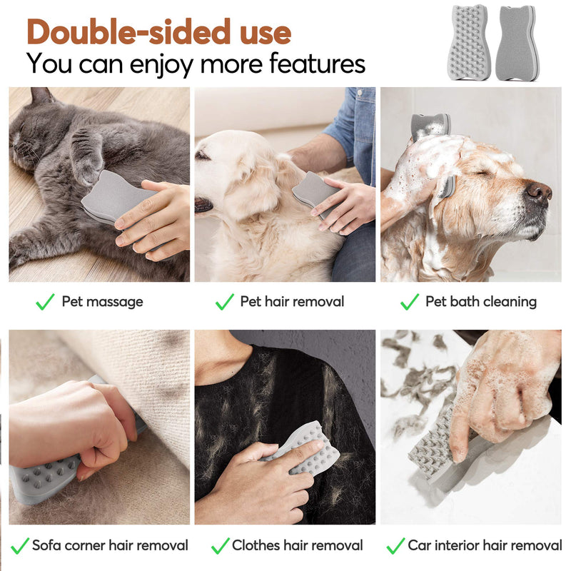 [Australia] - Adou-Deshedding Brush-Dog Brush- Cat Brush- Pet Grooming Brush Tool Gently Removes Loose Undercoat-Silicone Massage-Relieves Itchy Skin… grey 