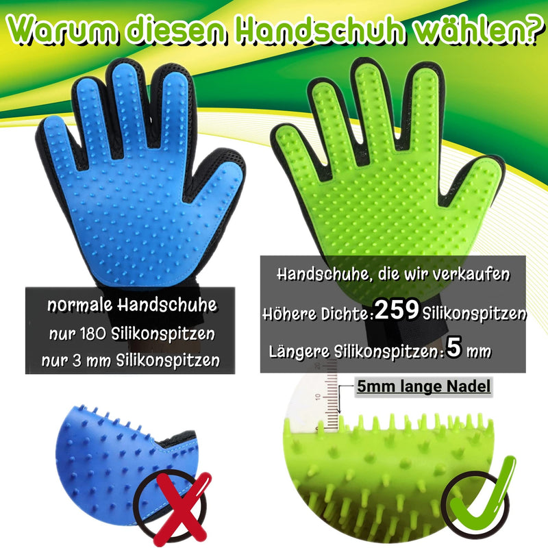 The Pets Smile 1 Pair of Grooming Gloves, Cat Glove, Massage Gloves, Grooming Glove, Dog Glove, Brushing, Hair Removal, Deshedding, Long Hair (Green 1 Pair) Green - PawsPlanet Australia