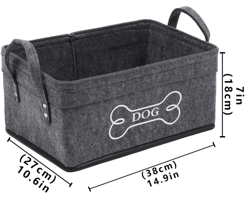 Morezi Felt dog toy basket storage and dog toy storage, pet toy boxes organizer - Perfect for organizing pet toys, blankets, leashes, dry food and bone - Gray - PawsPlanet Australia