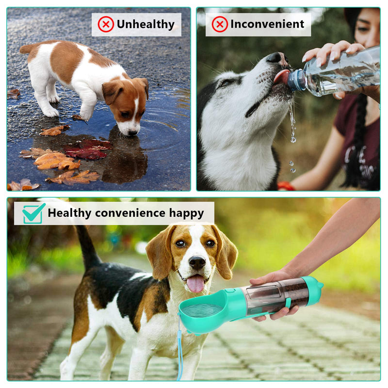 Ownpets Dog Water Bottles for Walking, Portable Pet Travel Dispenser with Drinking Bowl, Dog Cats Poop Bags Shovel - PawsPlanet Australia