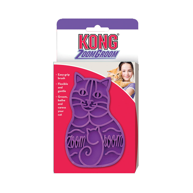 KONG - Cat ZoomGroom - Soft, Rubber Grooming and Massage Brush for Cats Purple - PawsPlanet Australia