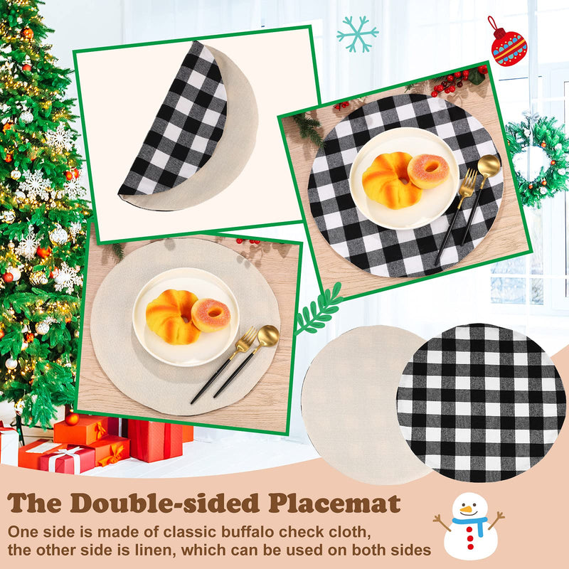 Christmas Round Placemats Buffalo Plaid Check Table Mats Reversible Table Placemats Burlap Fabric Dining Table Mats Farmhouse Placemats for Xmas Holiday Table Decor (Classic Pattern, 6) Classic Pattern - PawsPlanet Australia