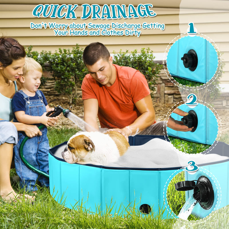 Bamda Dog Paddling Pool - 2022 Upgraded PP Board Foldable Dog Pool, More Durable & Not Collapse Swimming Pool for Small Dogs (80*20 cm) M: 80*20 CM - PawsPlanet Australia