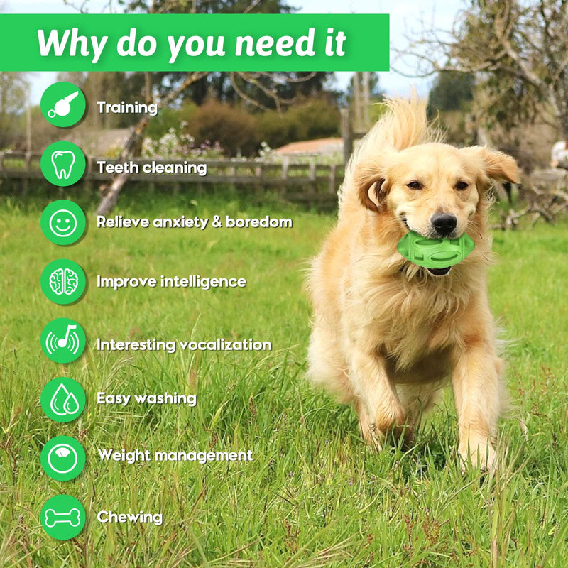 ZHAN Dog Chew Toys, Dog Squeaky Toys, Rubber Ball Dog Toys, Training Ball Teeth Cleaning Rugby Toy Pet Exercise Game Ball for Medium and Large Aggressive Chewers Green - PawsPlanet Australia