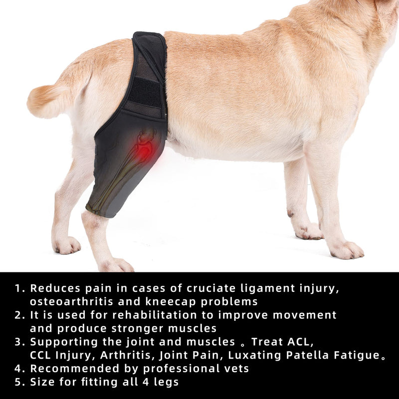 Komate Pet Dog Leg Support Brace Canine Front Back Hind Leg Wrap Elbow Brace Protector Dog Knee Hock Joint Leg Sleeve Recovery Sleeve Protection Loss of Stability Arthritis Relieve Pain Black (XS) XS - PawsPlanet Australia