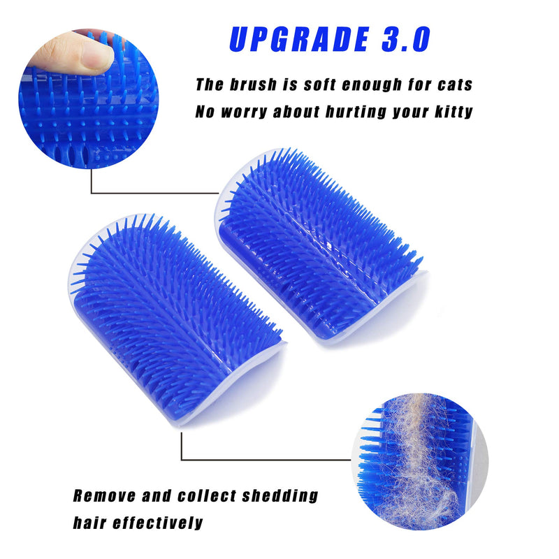 [Australia] - prowithlin Cat Self Groomer, 2 Pack Cat Grooming Brush, Cat Face Scratcher, Wall Corner Groomers Soft Grooming Brush Cat Massage Combs for Short Long Fur Cats, Softer Massager Toy for Kitten Puppy Blue 