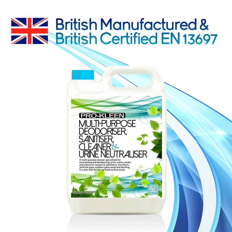5L of Multi-Purpose Deodoriser, Disinfectant, Sanitiser, Cleaner & Urine Neutraliser - Super Concentrated, Professional Formula - British Manufactured & British Certified EN 13697 - PawsPlanet Australia