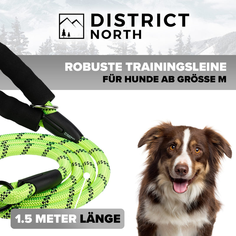 District North Reflective Dog Lead - 150cm Long Training Lead for Dogs - Comfortable Padded Lead Dog Leash - Class Dog Leads for Large Dogs (150cm, Green) 150cm - PawsPlanet Australia