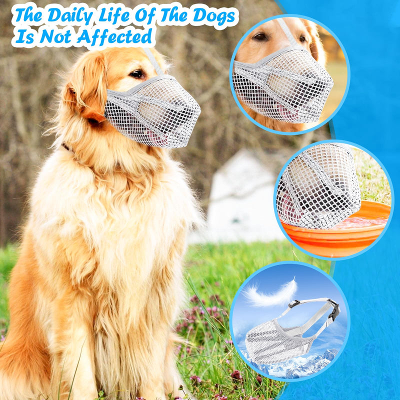 Dog Muzzle, Nylon Mesh Dog Muzzle, Breathable Pet Muzzle, Adjustable Dog Muzzle, Prevents Biting, Chewing and Barking(Gray) - PawsPlanet Australia