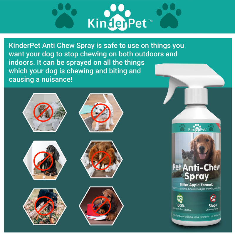 KinderPet Pet Anti Chew Spray Bitter Apple Spray 500ML Household Pet Chewing Deterrent Alcohol Free Anti Chew Repellent Formula for Pet Puppies Dogs Kittens Cats - PawsPlanet Australia