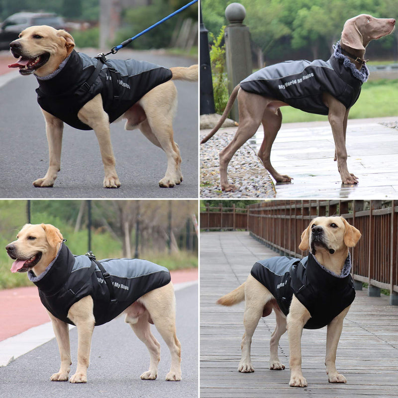 Idepet Dog Coat Warm Jacket, Reflective Pet Snowsuit Sports Outdoor Waterproof Dog Clothes Outfit Vest for Medium Dogs with Belt Hole 4XL Gray - PawsPlanet Australia