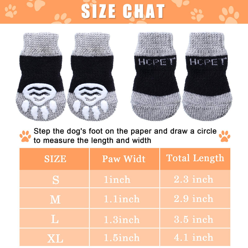 Frienda 8 Pieces Pet Knit Socks Anti-Slip Dog Cat Socks Adjustable Paw Protector for Small Puppies and Kittens Traction Control S Black and Gray - PawsPlanet Australia