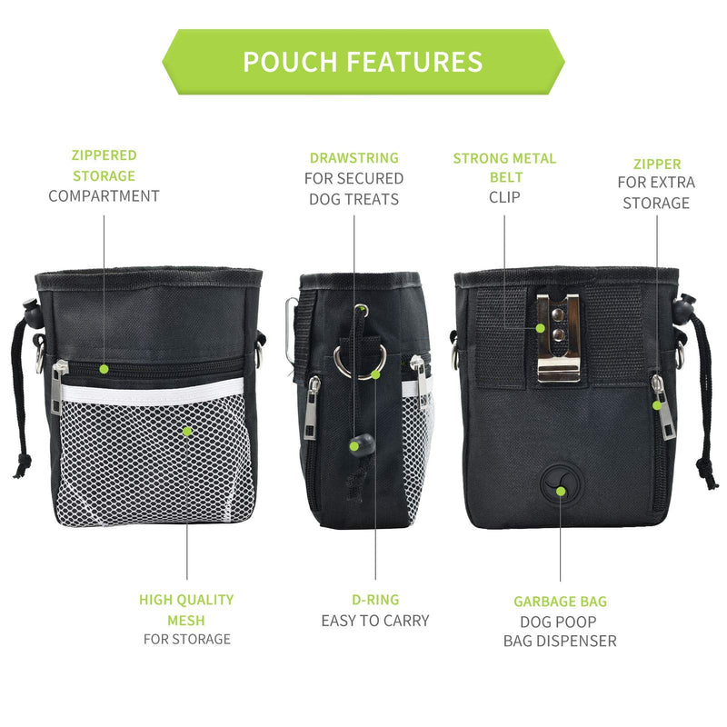 AOKLANT Dog Treat Pouch,Dog Training Pouch Bag with Waist Shoulder Strap,3 Ways to Wear,Easily Carries Pet Toys,Kibble, Treats,Personal Effects Black - PawsPlanet Australia